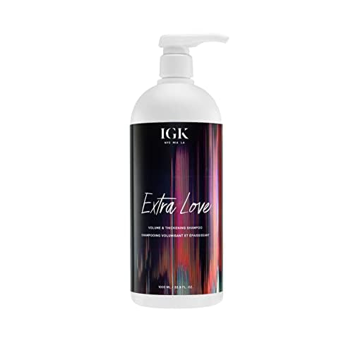 IGK EXTRA LOVE Volume & Thickening Shampoo Liter| Lightweight + Supports Scalp + Balance Oil | Vegan + Cruelty Free | 33.8 Oz