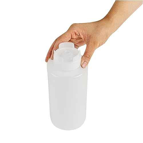 Restaurantware First In First Out 32 Ounce Condiment Squeeze Bottle 6 Refillable Lid FIFO Squeeze Bottle - Precision Dispensing Tip Flexible Clear Plastic Squeeze Bottle For Sauces