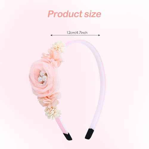 5 Pieces Beige Pink Plastic Flower Headbands Floral Hair Bands Hoops Accessories for Baby Girls Toddlers Kids Teens