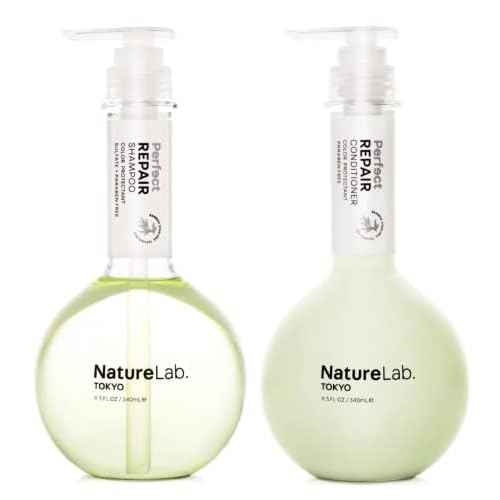 NatureLab.TOKYO Perfect Repair Shampoo & Conditioner Duo - Japanese Shampoo and Conditioner for Damaged, Color-Treated Hair - Penetrates Roots and Restores Strands - Japanese Hair Care - 11.5oz each