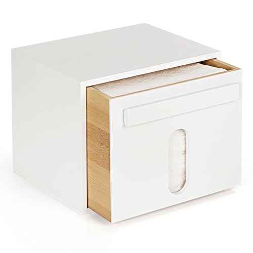 Disposable Face Towel Holder Bamboo Storage Box, Facial Towels Container Box with Drawer, Clean Towel XL Organizer for Bathroom(Excluding Facial Towels)