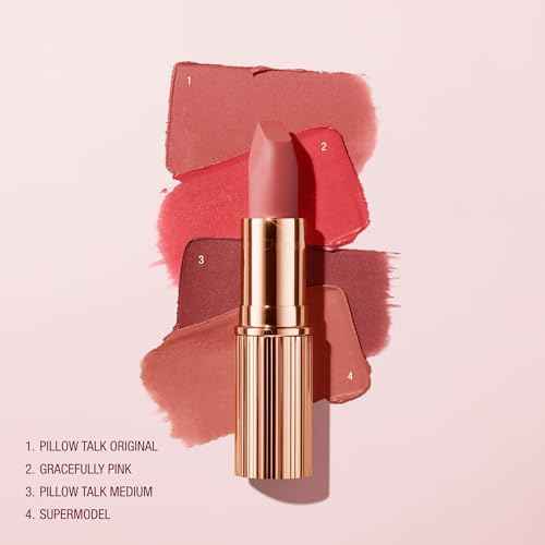 Charlotte Tilbury Pillow Talk Icons On the Go Kit - 4-Piece Makeup Set with Cream Eyeshadow, Mini Matte Lipstick, Lip Liner & Liquid Highlighter Blush in Iconic Nude-Pink Tones