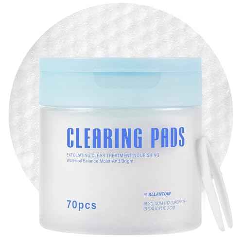 Salicylic Acid Toner Pads Face Care, Gentle Pore Shrinking Face Exfoliator Toner Pads, Soothing Skin Care Dual Texture Salicylic Acid Pad, Oil Control Deep Cleansing Facial Cotton (Pack of 70)