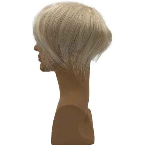 0.08mm Ultra Thin Skin Toupee for Men 100% European Virgin Real Human Hair Replacement Wigs 8x10 inch Hairpiece Natural Straight Free Style White color