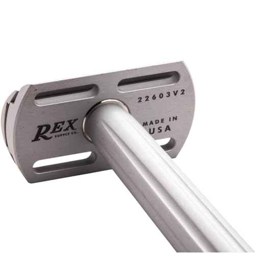 Rex Supply Co. Page Three Piece Double Edge Safety Razor ? Aircraft Aluminum Finish, Ultra-Light CNC-Milled Razor for Men, Durable Smooth Shaver Compatible with All Standard DE Blades