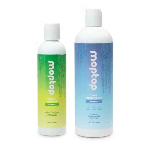 MopTop Sulfate Free Shampoo and Conditioner ? Curly Hair Natural Shampoo and Conditioner Helps Restore Dry Damaged Hair & Reduce Frizz, Paraben Free Natural Hair Products for All Hair Types (2pk)