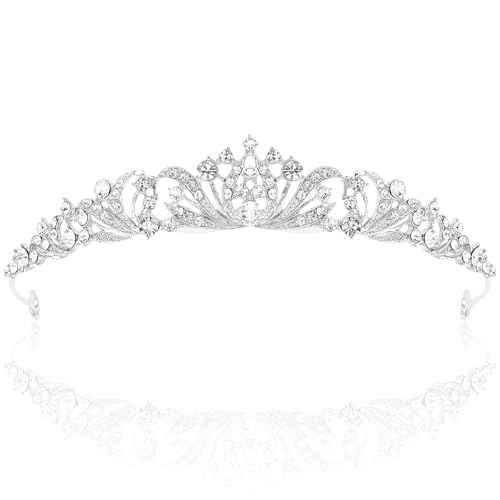 TOBATOBA Silver Tiara Crowns for Women Girls Wedding Tiara Princess Tiara for Wedding Prom Quinceanera Birthday Crown Halloween Hair Accessories