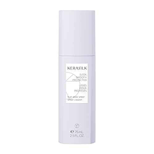 KERASILK Flat Iron Spray | Speeds Up & Eases Hot Iron Styling | Smooths Hair & Flyaways | Creates Sleek Hair Full of Shine | Humidity Protection | With Heat Protection | 75ml