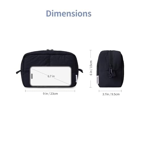 Narwey Puffy Makeup Bag for Travel Women Girl, Quilted Makeup Bag Cosmetic Bag, Cute Puffer Make Up Organizer Bags, Travel Toiletry Bag Toiletries (Black)