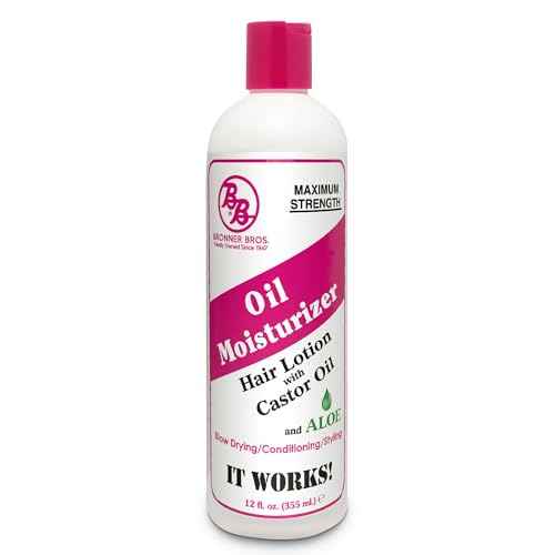Bronner Bros BB Oil Moisturizer Hair Lotion for Damaged Hair, Scalp Stimulator with Castor Oil, Aloe Vera, Vitamin B5 & Coconut ? Alcohol-Free Formula, Natural & Relaxed ? 12oz