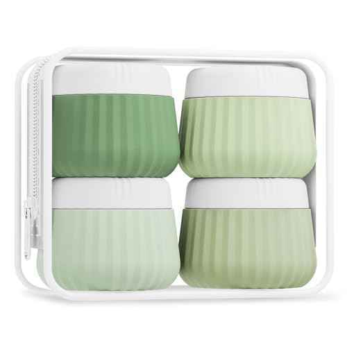 Travel Containers for Toiletries 4 Pack, TSA Approved Travel Size Toiletries, With Clear Bag Leak Proof Silicone Jars, Creams Jars Carrying Small Items