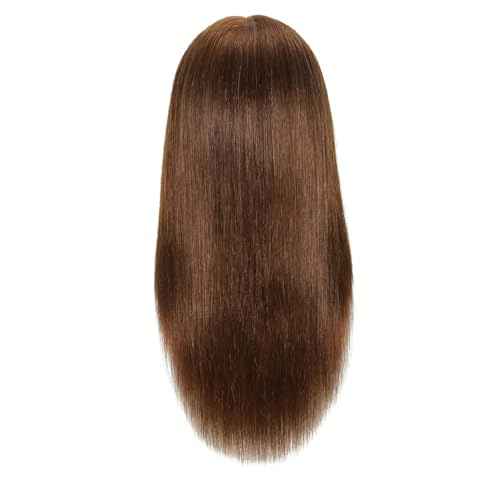 Female 100% Human Hair Mannequin Head Hair Styling Training Head Cosmetology Manikin Head Doll Head for Hairdresser with Free Clamp (brown) (18 Inch)