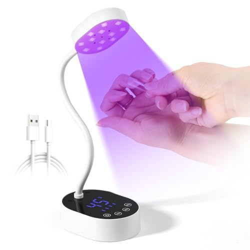AORAEM UV Nail Lamp, Gooseneck Mini U V Light for Gel Nails, 36W Rechargeable LED Flash Cure Lamps with 4 Timers & Auto Sensor, Quick Dry Professional Nail Dryer for Salon Home DIY Use, White