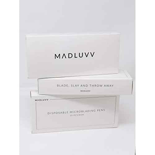 MADLUVV #12 Microblading & PMU Professional Brow Artistry Pens ? 20mm Premium Sterile Disposable Blades for Pigment Ink, Hair Strokes, Eyebrow Shading & Flawless Brows ? 10 Pack