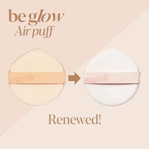 Espoir Be Glow Air Puff 5pc | Soft & Smooth Sponge Applicator for Flawless and Easy Makeup, Suitable for Cushion and Liquid Foundation, Cream, Powder, Concealer, Round Shape, Korean Base Tools