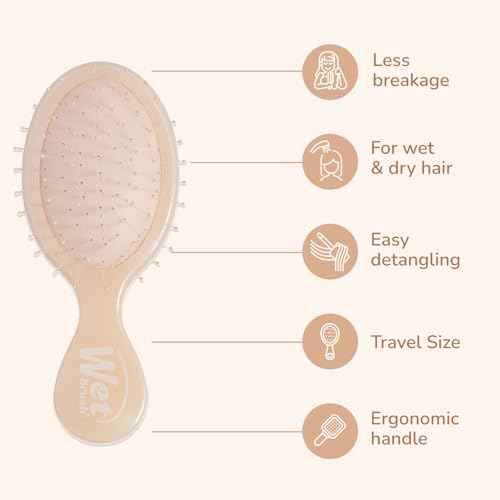 Wet Brush Mini Detangler Hair Brush, Cream (Iridescence Icon), Detangling Travel Hairbrush, Ultra-Soft IntelliFlex Bristles Glide Through Tangles with Ease, Pain-Free, All Hair Types, Limited Edition
