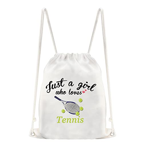 CMNIM Tennis Drawstring Bag for Her Tennis Players Gifts Tennis Lover Gifts Tennis Racquet Backpack Bags Small Sports Gym String Bags