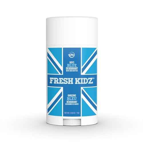 Fresh Kidz Deodorant Stick for Kids and Teens - Baking Soda and Aluminum-free 24 Hour Protection for Sensitive Skin - Boys "Blue", 2.65 oz / 75 g