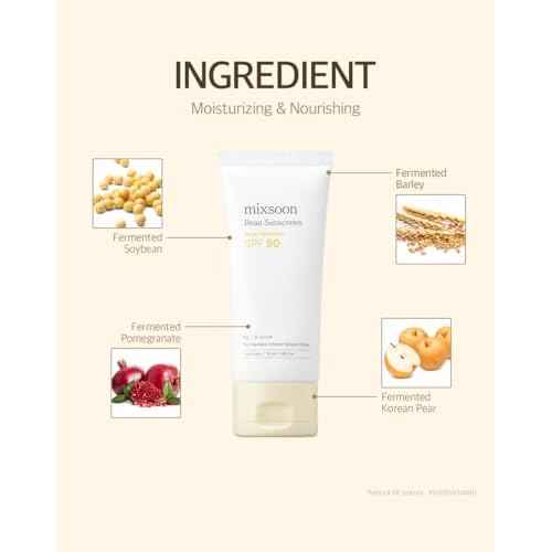 mixsoon Bean Sunscreen-Lightweight Airy Texture SPF 50 Face Sunscreen, No White Cast, Non-Sticky 50ml / 1.69 fl.oz. Korean Glass Skin Care
