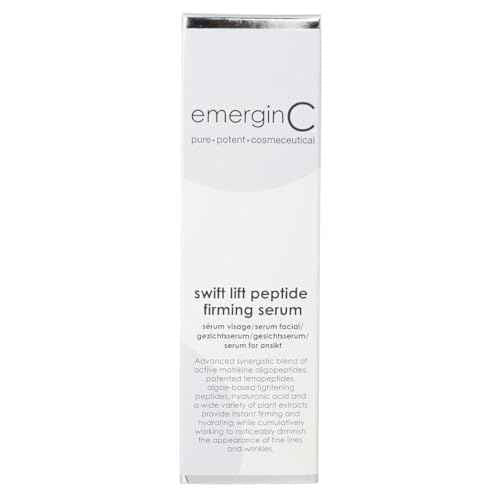 emerginC Swift Lift Peptide Firming Serum - Intensive Age Fighting Serum with Hyaluronic Acid + Plant Extracts - Addresses Visibles Signs of Aging + Wrinkles (1 Ounce, 30 ml)