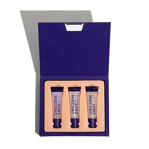 UNICORN SNOT Plant-Based Glitter Lip Gloss Gift Set - Sparkly & Shimmer Lips for Christmas Gift Set | Holographic Lip Gloss, Stocking Stuffers for Holiday | Vegan & Cruelty Free 0.37fl oz 3-Pack