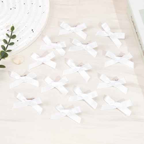 25PCS White Mini Bows Ribbon Clips,2'' Tiny White Bow Barrettes,Hair Bow Satin Hair Ribbon for Women & Girls' Hair Accessories