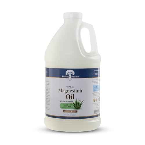 Health & Wisdom Pure Magnesium Oil with Aloe Vera - Topical Muscle & Joint Relief- Natural and Pure Skin Moisturizer - Enhanced Absorption - 64 fl oz