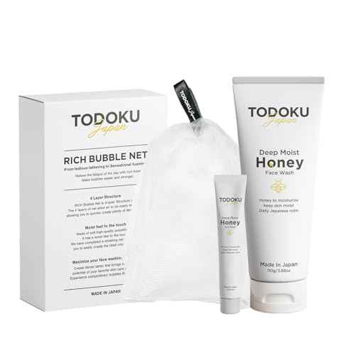 Deep Moist Honey Face Wash - 110g + 10g Travel Size & Rich Bubble Face Wash Whip Maker Soap Net (1, Black)