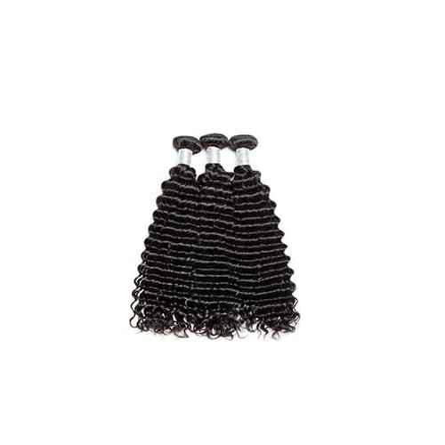 Deep Wave Bundles with Closure Human Hair 16 18 20 inch Human Hair Bundles with 14 inch 5x5 HD Lace Closure Free Part 100% Unprocessed Virgin Hair Bundles Natural Color Soft