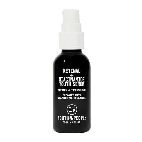 Youth To The People Retinal + Niacinamide Youth Face Serum - Retinal Night Serum for Textured + Blemished Skin, Reduces Fine Lines, Brightens Uneven Tone with Niacinamide, Fragrance-free - 1 fl oz