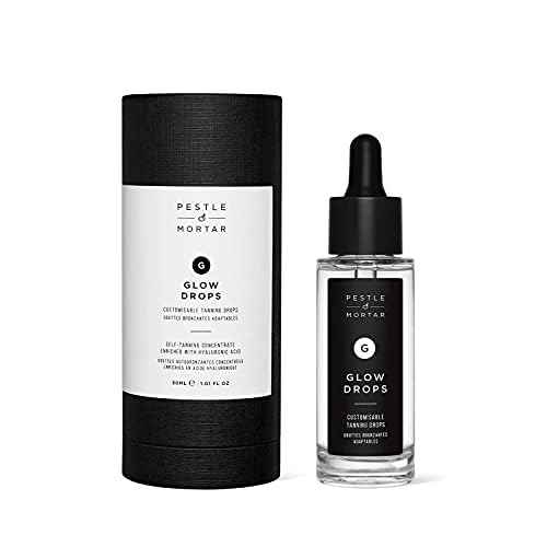 Pestle & Mortar Glow Drops - Customisable Sunless Self-Tan with Hyaluronic Acid. Effortless, Even Tanning, Super-Hydrating, Works Alongside Your Regular Skincare Products - For Men & Women- 30ml