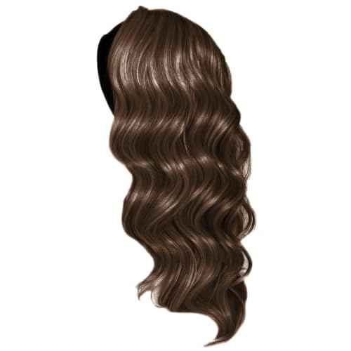Kim Kimble 20" Wavy Waves Headband Wig, Long Layered Hair With Black Headband and Comb Clip, 3/4 Cap - Average Cap Size, MC8 29SS Chocolate Toffee