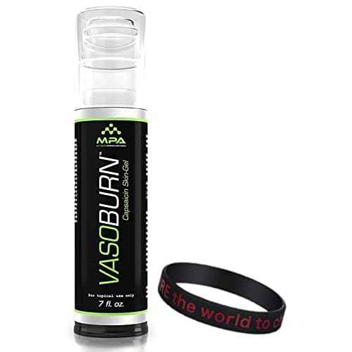 MPA Vasoburn Capsaicin Skin-Gel Pump Bottle, Targets Stubborn Areas, Capsaicin Cream, yohimbine Cream, bundle with a Motivational Wristband Bracelet to motivate and support you (7 oz.)