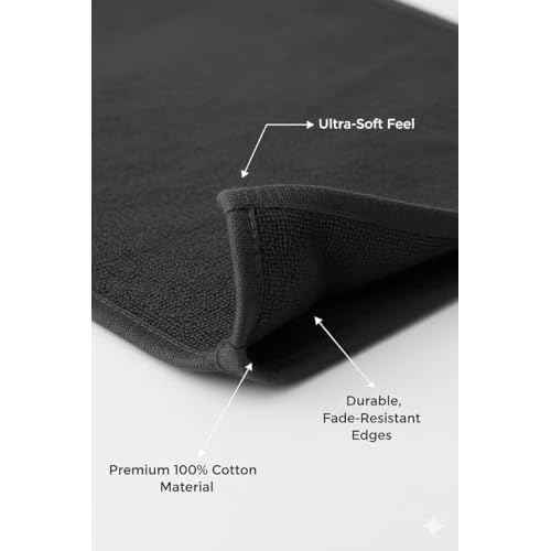 BIOLINEN Cotton Washcloth Towel Set, 12"x12", Pack of 24, Ultra Soft, 100% Cotton, Multi-Purpose Rags (Grey, 12 x 12-24 Pack)