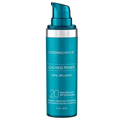 Colorescience Calming Perfector Face Primer, Water Resistant Mineral Sunscreen, Broad Spectrum 20 SPF UV Skin Protection, 1 Fl oz