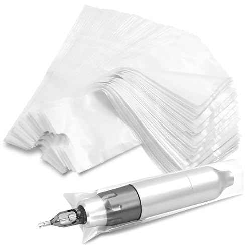 200pcs Tattoo Machine Covers Clear 7.5x2.7 Inch Tattoo Pen Covers Large Machine Bags Sleeves for Tattoo Machine Accessories, Kits & Supplies
