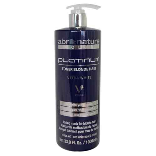 abril et nature - Platinum Professional Mask - For Blonde, Bleached, Highlighted, and/or Gray Hair - Violet Toner - Goodbye Yellow Tones - Platinum Appearance - 1000 ml