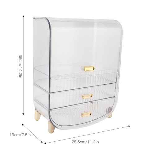 Eujgoov Makeup Storage Organizer with Drawers & Lid, Cosmetic Case for Countertop Bathroom ? Ideal Gift for Women
