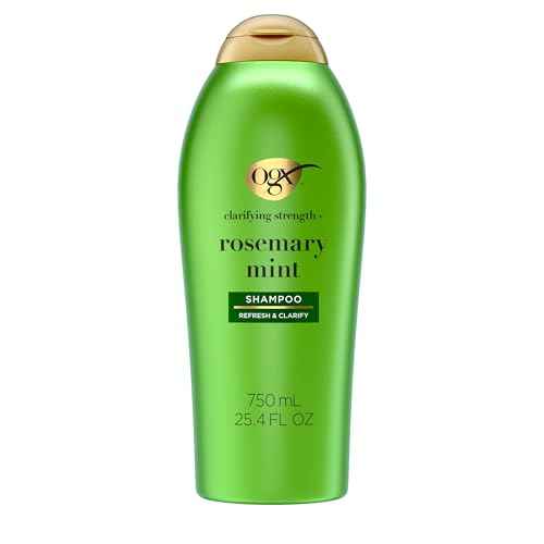 OGX Clarifying Strength + Rosemary Mint Shampoo, Clarifying Shampoo for Oily Hair Visibly Helps Remove Oil & Residue to Clear Away Buildup, Sulfate-Free Surfactants, 25.4 fl. Oz