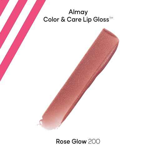 Almay Color & Care Hydrating Lip Gloss, Soft Natural Hues, Prebiotic Complex, Hyaluronic Filling-Sphere Technology, 200 Rose Glow, 0.1 Fl Oz
