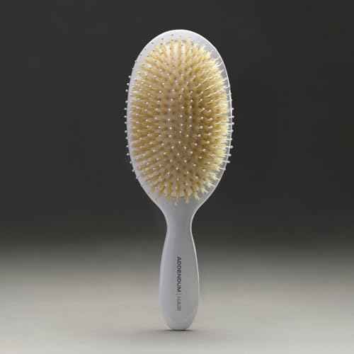Luxury Hair Brush for Dry Hair ? Boar Bristle & Soft Ballpoint Tip | Detangler Brush for Shine, Texture & Frizz Control ? Addendum Hair Professional Salon Tool (White)