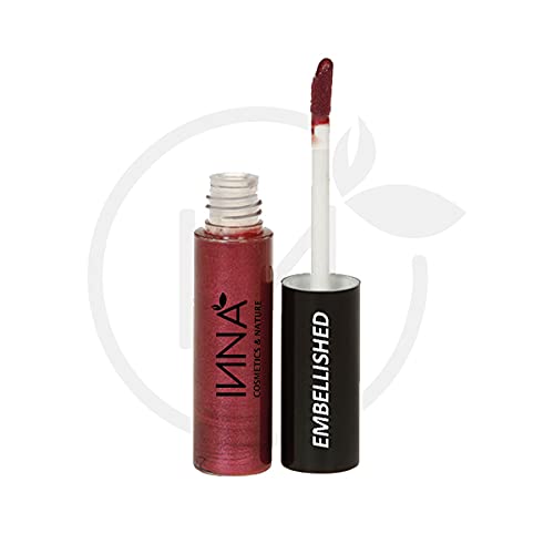 Inna Cosmetics & Nature - 100% Natural Lip Gloss, Organic, Vegan, Gluten Free, Cruelty Free, non GMO, with Coconut Oil & Shea Butter, Made in the USA, 0.18 oz (Ti Amo) (EMBELLISHED)