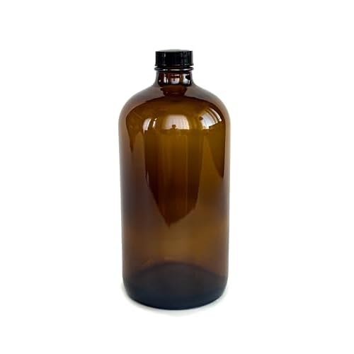 Vivaplex, 2, Amber, 32 oz Glass Bottles, with Lids