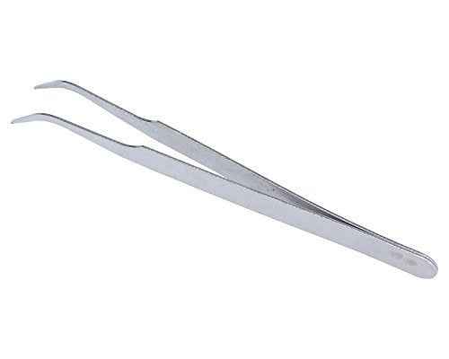 2 Nail Art Tweezers Curved Straight Pointed Ongles (silver)