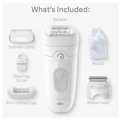 Braun Silk-?pil 5 Epilator, Hair Removal Device, Women Shaver & Trimmer, Wet and Dry, Includes Shaver Head and Trimmer Comb, SE5-041, Grey