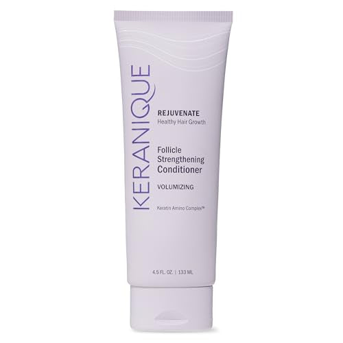 Keranique Volumizing Conditioner - Moisturizing Hair Conditioner for Fine, Thinning Hair and Fuller Hair Growth - Keratin Enriched, Sulfate-Free, Color-Safe, Anti-Aging Volume Conditioner for Women
