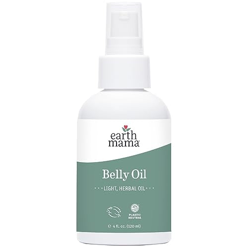 Earth Mama Belly Oil for Dry Skin | Calendula Skin Care Moisturizer Oil to Encourage Natural Elasticity and Help Prevent Stretch Marks During Pregnancy and Postpartum, 4-Fluid Ounce