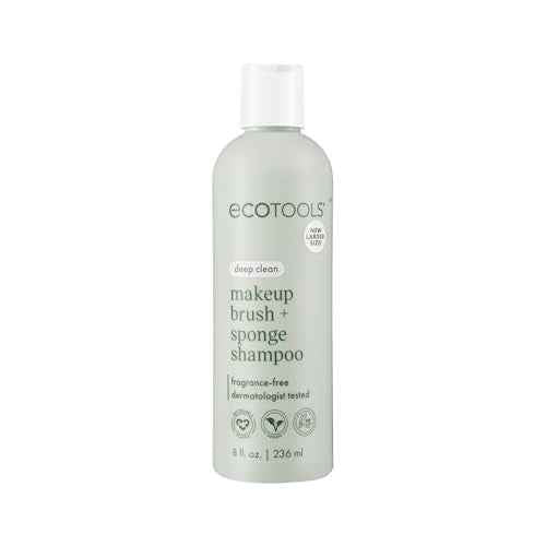 EcoTools Makeup Brush + Sponge Shampoo Cleanser, Deep Clean, Sulfate-Free, Fragrance-Free Brush Cleaner for Makeup Sponges & Tools, Vegan & Cruelty-Free, 8 fl. oz