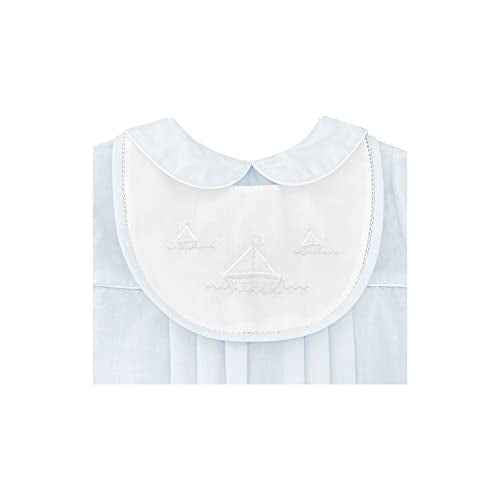 Petit Ami Baby Boys' Romper with Embroidered Sailboat Bib, Blue
