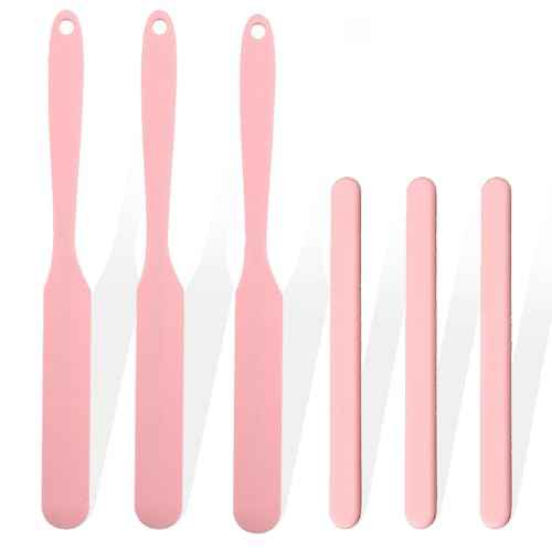 6Pcs silicone wax applicator Non-stick Waxing Applicator Hair Removal Sticks Applicator Spatula Reusable Hard Wax Scraper for Home Salon Body Use (Pink)